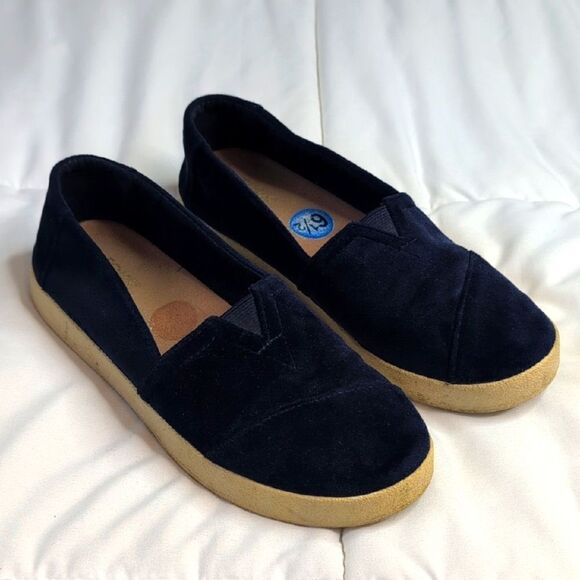 Toms Size 6.5 Royal Blue Velvet Slip On Shoes - Picture 1 of 8